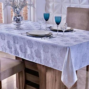 Imagem de Toalha De Mesa Plus Jacquard Floral Gelo 6 Cadeiras 1,40X2,50M - Charm
