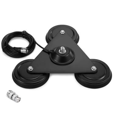 Imagem de Radioddity Suporte magnético de antena resistente M916 SO-239 com suporte CB/VHF/UHF/HF e cabo coaxial 4M/157'' RG-58AU para transceptor CB de rádio amador, plugue PL-259