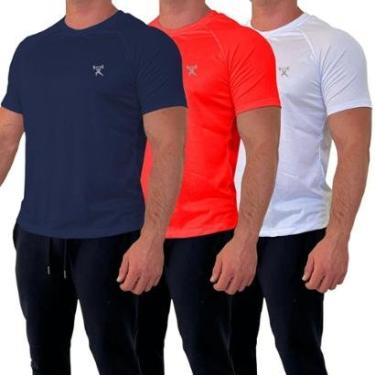 Imagem de Kit 3 Camisetas Masculina Dry Malha Fria Esportiva Lisa Academia-Masculino