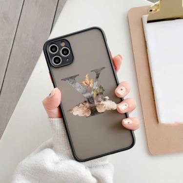 Imagem de Capa de telefone com letra inicial para iPhone 11 13 12 14 15 Pro Max 7 8 Plus SE2 XR XS Retro Flower Gold AB 26 letras Capa à prova de choque, Y, para iphone13 pro