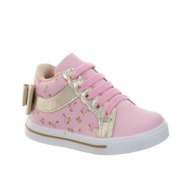 Imagem de Calçado Infantil de Menina Botinha de Criança Rosa Flor Dourada-Feminino