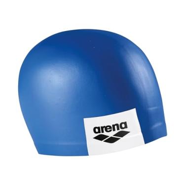 Imagem de Arena Touca de natação unissex com logotipo adulto moldado de silicone para natação intensiva com redução de arrasto durável sem rugas, azul