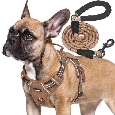 Imagem de Peitoral tático resistente para cães pequenos Beebiepet Antipuxão, ajustável, refletivo, treinamento de serviço, colete militar K9 para cães de trabalho – P, marrom