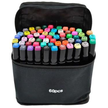 Imagem de Canetinhas Coloridas Kit 60 Unidades Escolar Pintura Linha Profissiona