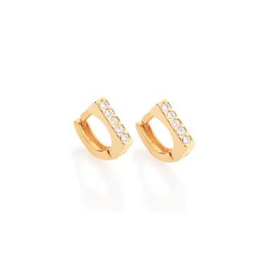 Imagem de Brincos banhado ouro 3x 24k 18k e 22k femininos argola zircônias peque