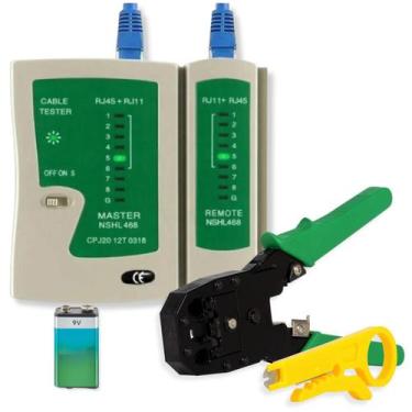 Imagem de Testador de Cabo RJ45 e RJ11 Com Alicate de Crimpar - Exbom