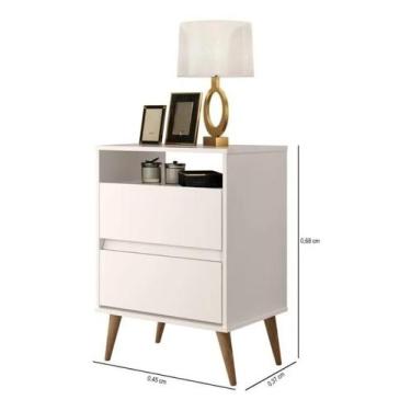 Imagem de Mesa de Cabeceira Lotus 2 gavetas Off white - Comprar Moveis para sua 