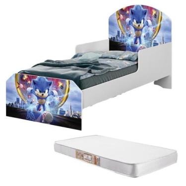 Imagem de Mini Cama Infantil Sonic 1,50 M Adesivada + Colchão - B&A BENTO