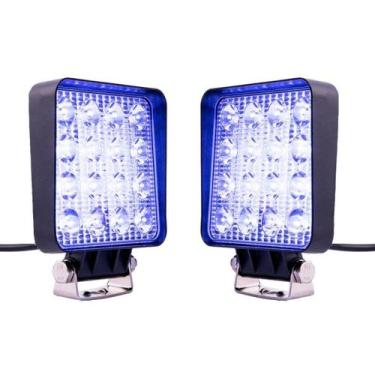 Imagem de Par Farol 16 Leds Azul 48W Pulverizador Agrícola Universal - Maqzilla