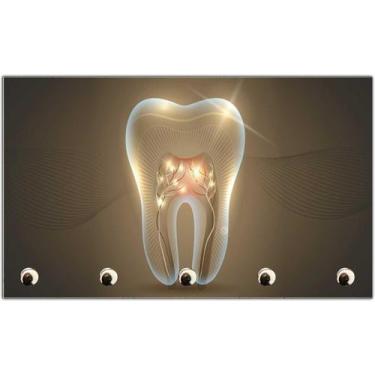 Imagem de Porta Chave Dentista Dente Consultórios Sorriso Organizador Chaveiros 