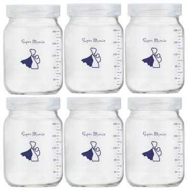 Imagem de Kit com 6 Potes de Vidro para Armazenar Leite Materno 200ml Com Gradua