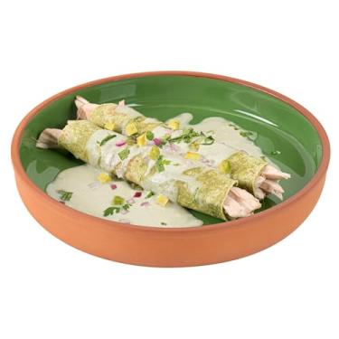 Imagem de Restaurantware - Terracota Cazuelas Terra Tek de 10 ml, 10 potes de barro esmaltados verdes para cozinhar – Pronto para forno, micro-ondas, potes de terracota, laváveis na louça, para cozinhar e