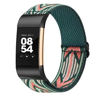 Imagem de Oumida Pulseira de nylon elástica compatível com Fitbit Charge 2 para mulheres e homens, pulseiras esportivas trançadas macias ajustáveis para Fitbit Charge 2 Fitness (flecha verde)