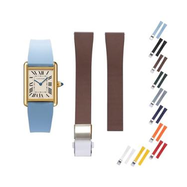 Imagem de Pulseira de borracha de liberação rápida para relógios Cartier, pulseira de borracha FKM para relógios Cartier Santos, várias cores (20 mm, marrom)
