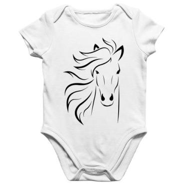 Imagem de Body Bebê Algodão Cavalo Traços - Foca na Moda, Branco, P
