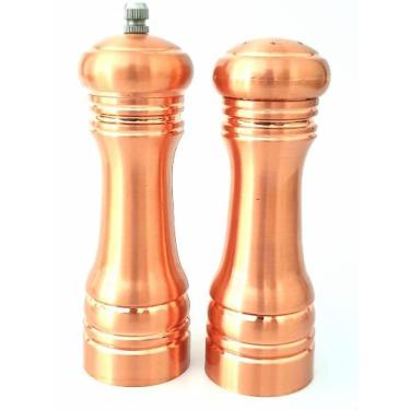Imagem de Kit Moedor Sal Pimenta Tempero Saleiro Rosegold Premium 15cm - Fratell