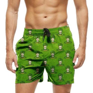 Imagem de Short Praia Shorts Banho Bermuda Verão Militar Cartoon 1622 - SMOKE, P