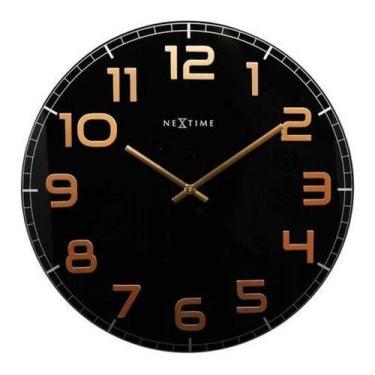 Imagem de Relógio Parede Elegante Preto E Cobre Nextime D=50cm - Atual Conceito