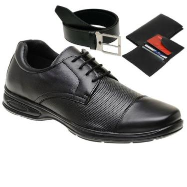 Imagem de Sapato Social Casual De Amarrar + Carteira + Cinto Masculinos - Gmm Sh