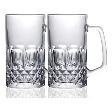Imagem de Kit 2 Canecas de Vidro Chopp Cerveja Restaurante Bar Churrasco 555ml -