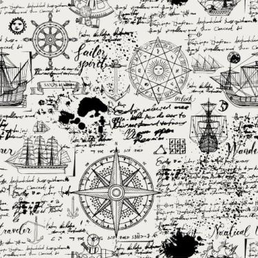 Imagem de Papel De Parede Temático Vintage Navegação - 1,50x0,50m - DEKAL DECOR