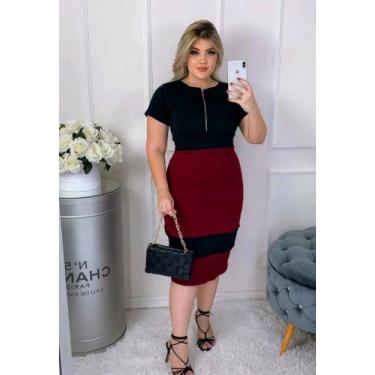 Imagem de Vestido Midi Plus Size Biocolor ziper Moda Feminina Evangélica - Miss 