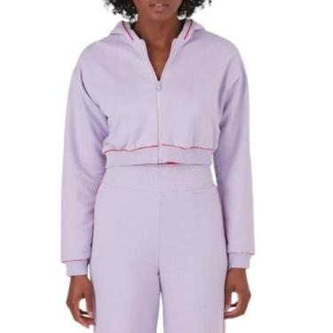 Imagem de Jaqueta Feminina Cropped em Moletom com Capuz Malwee, GG, Lavanda