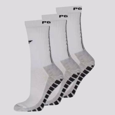 Imagem de Kit Meia Penalty Grip Antiderrapante 3 Pares Branca, 39-44