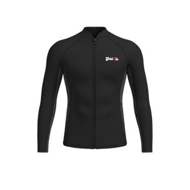 Imagem de GoldFin Tops de roupa de mergulho para homem, 2 mm, roupa molhada de neoprene, jaqueta de neoprene, mantenha-se quente, manga comprida para esportes aquáticos, mergulho, surfe, caiaque, pequeno