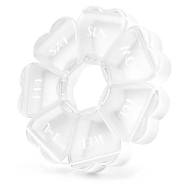 Imagem de Caixa organizadora diária de comprimidos de grande capacidade, fácil de abrir, portátil, sem BPA, branca