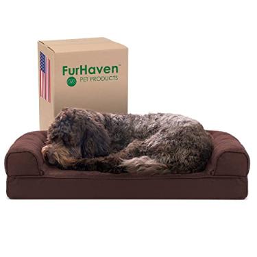 Imagem de Furhaven Cama de gel refrescante para cães médios/pequenos com reforços removíveis e capa lavável, para cães de até 16 kg - Sofá acolchoado - café, médio