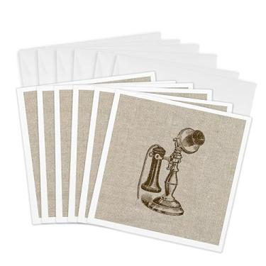 Imagem de 3dRose Cartões comemorativos - Imagem de telefone antigo - não tecido de linho - 15 x 15 cm, conjunto de 6 (gc_287496_1)