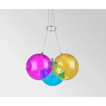 Imagem de ZGCNDS Luminária pendente globo de vidro moderno 7 luzes balão colorido abajur de vidro lustre cabo ajustável luminária de teto para cozinha ilha quarto
