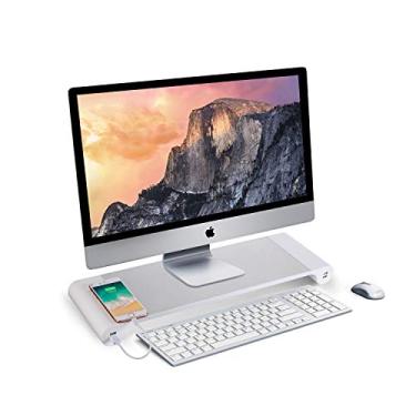 Imagem de Suewow Suporte para Monitor de Mesa Pg com 4 Portas de Carregamento Usb - Organizador de Teclado Conveniente e Suporte de Elevação de Monitor para Laptops, Tvs, Impressoras, Aparelhos de Fax e Computa