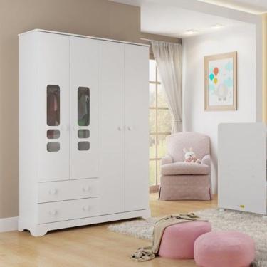 Imagem de Guarda Roupas Matic Infantil Smart 4 portas e 2 Gavetas Branco Brilho