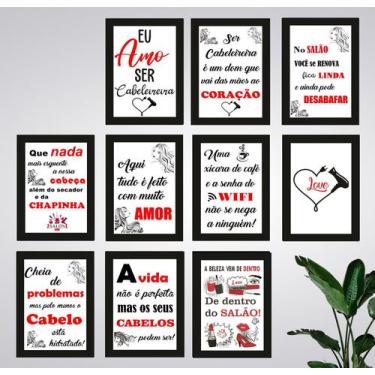 Imagem de Kit 10 Quadros Cabeleireira Salão Beleza Decorativos 21x15cm - CAMALEÃ