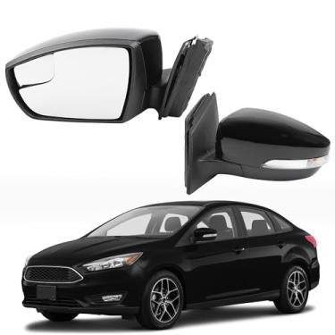 Imagem de Dasbecan Conjunto de espelho do lado esquerdo do motorista compatível com espelho retrovisor preto Ford Focus 2012-2018 com ponto cego, ajuste de energia, aquecimento de energia e seta (5 pinos)