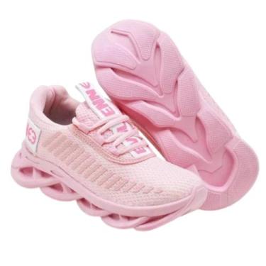 Imagem de Tênis Infantil Sola Trançada Menina Uso Diário Leve e Confortável, Ros