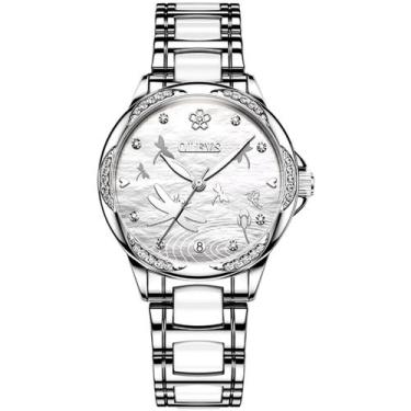 Imagem de Relógio Mecânico Automático Feminino Cerâmica Impermeável Luminoso - O