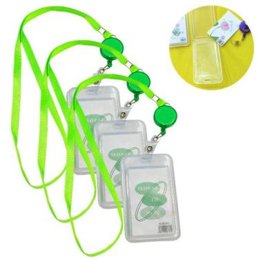 Imagem de Suporte Para Cartão Ajustável 3 Unidades Com Cordão Removível - Kit Po