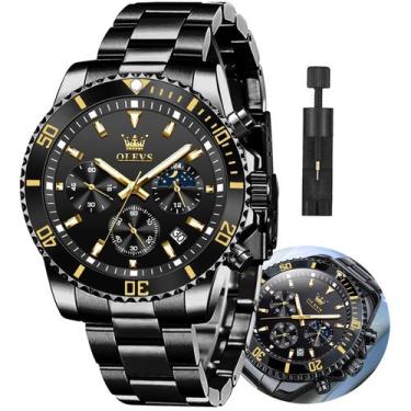 Imagem de Relógio OLEVS Masculino - Cronógrafo em Aço Inoxidável Dourado