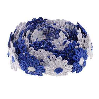 Imagem de Milageto Bela Margarida Lace em Multi para Embelezamento Costurando Dressmaking E - 3 Metros, Azul