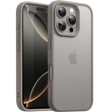 Imagem de JETech Capa Matte para iPhone 16 Pro 6,3 Polegadas, Case Proteção Contra Quedas de Nível Militar à Prova de Choque, Capinha Traseira Translúcida Fosca, Anti-Impressão Digital (Titânio Natural)