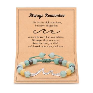 Imagem de Tarsus Pulseira de onda para mulheres adolescentes, através das ondas da vida, presentes inspiradores para mulheres adolescentes - para Natal, aniversário, formatura, dia das mães..., average, Sem