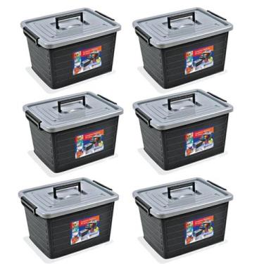 Imagem de Kit 6 Caixas Organizadoras 35 Litros PRETA 25166 Arqplast