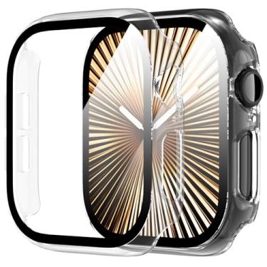 Imagem de Diruite Suoman Pacote com 2 para Apple Watch Series 10 capa de 46 mm, protetor de tela de vidro temperado 9H, capa de proteção rígida para PC - transparente + transparente
