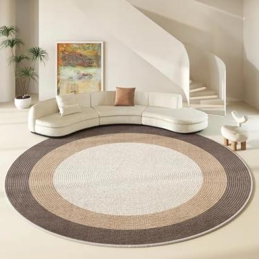 Imagem de Tapete redondo grande para sala de estar, estilo antiderrapante, mesa de centro, tapete para quarto, cadeira giratória, E, 120x120cm