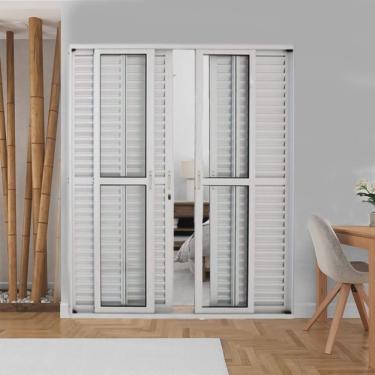 Imagem de Kit com 25 Portas Balcão de Alumínio 6 Folhas 210 X 200cm com Fechadura Linha 25 Esquadrias