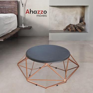 Imagem de Mesa de Centro Life Industrial Pé Ferro Bronze Tampo Madeira Preto - Ahazzo Móveis