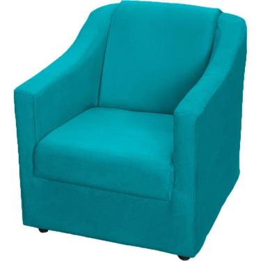Imagem de Poltrona Decorativa Mila Pé De Plástico Cromado - Azul-turquesa Suede